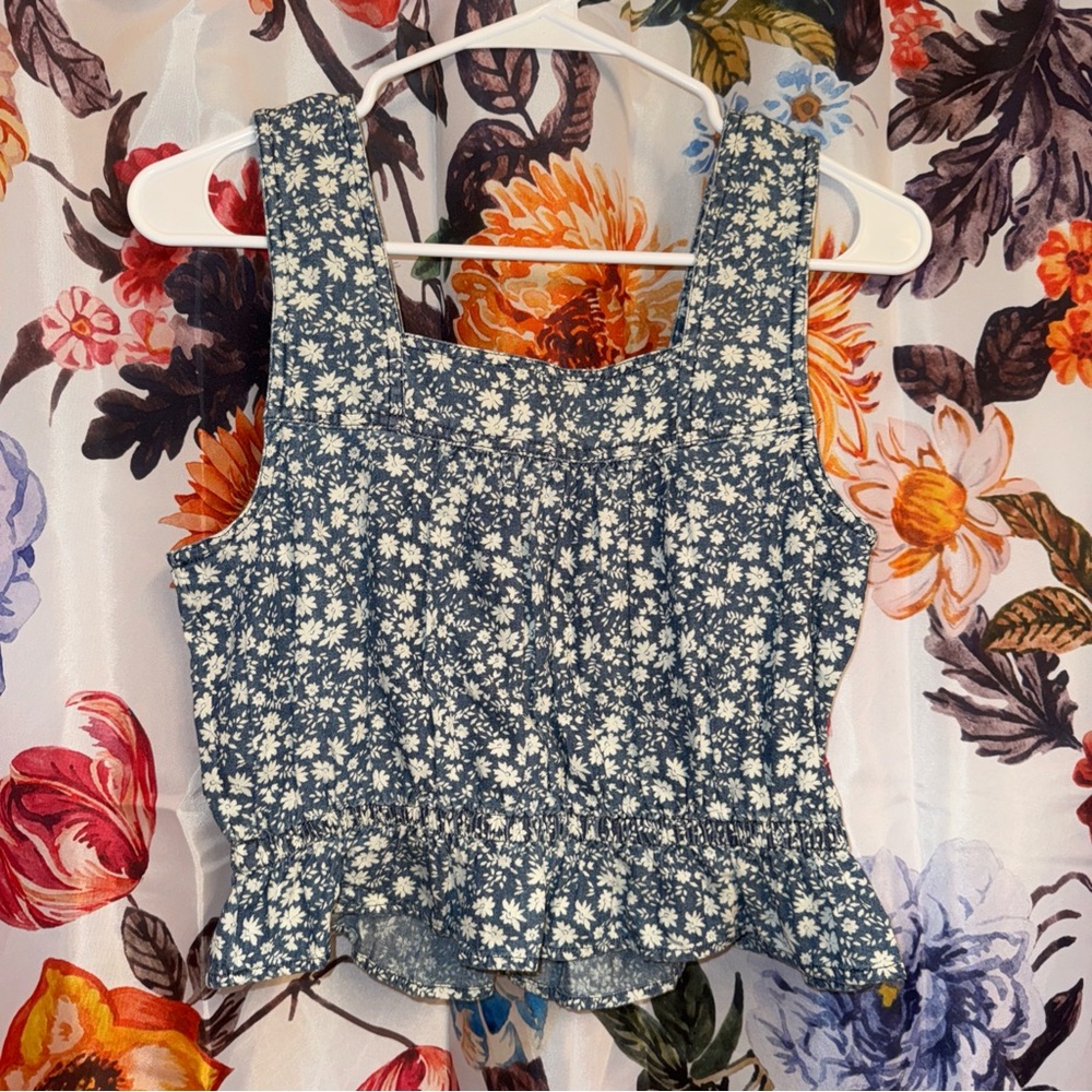 American Eagle Peplum Cropped Tank Top